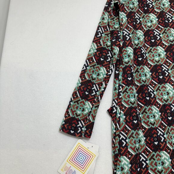 LuLaRoe Sarah Women's Small Duster Cardigan Sweater Pockets Open Front Geometric - Picture 13 of 14